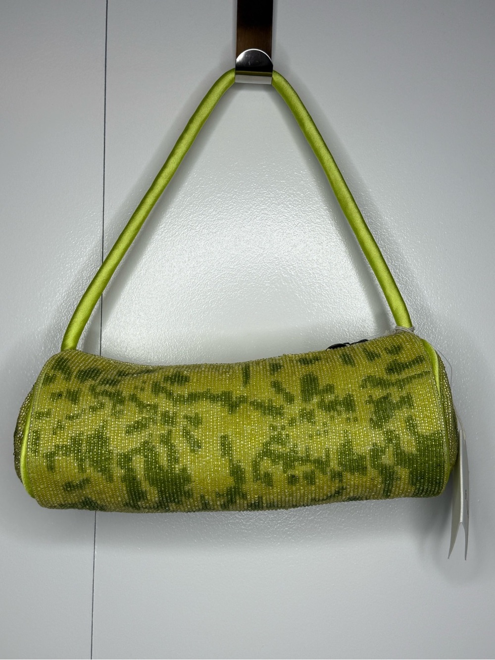 Free People Bailey Beaded Barrel Shoulder Handbag Purse Lime Green - NWT - Picture 3 of 10